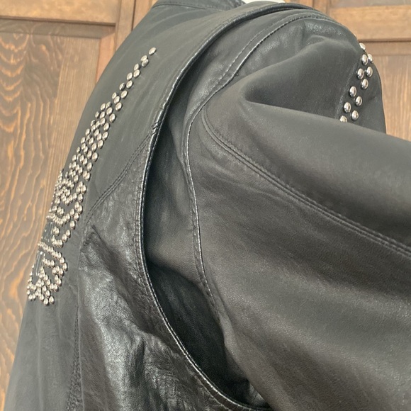Black smooth grain leather jacket, Harley Davidson, sz L - Picture 10 of 14